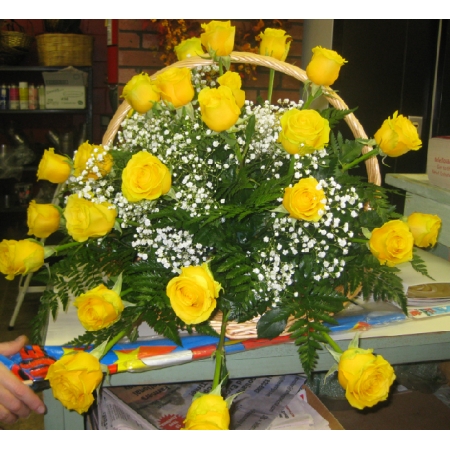 Glowing Roses - 24 Stems Basket